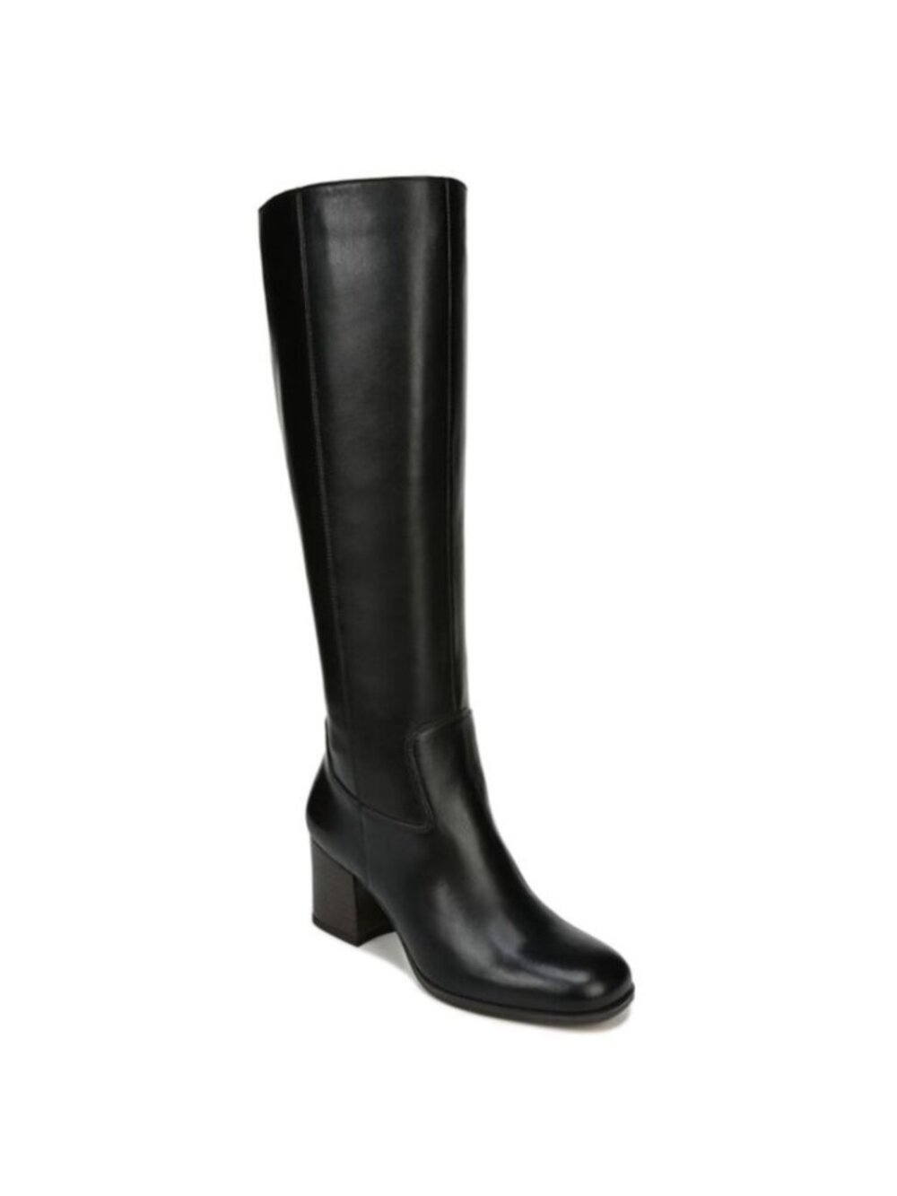 FRANCO SARTO Anberlin Black Goring Round Toe Block Heel Leather Riding Boots 6.5